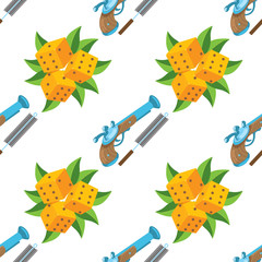 Seamless pattern for design surface Musket and ramrod.