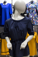Blue blouse on mannequin in color