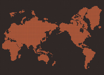 世界地図　電光掲示板（オレンジ）