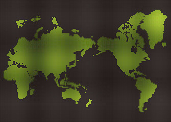 世界地図　電光掲示板（グリーン）