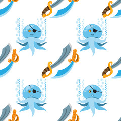 Seamless pattern for design surface Pirate sword.
