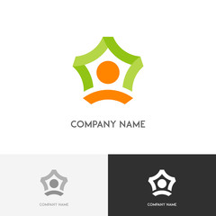 Business teamwork logo - person icons make a star symbol  on the white background