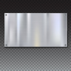 Shiny brushed metal plate banners on white background