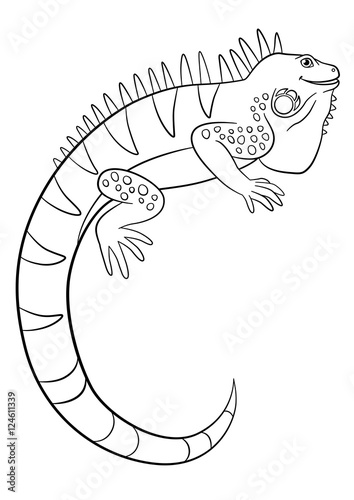 "Coloring pages. Cute iguana smiles." fichier vectoriel libre de droits