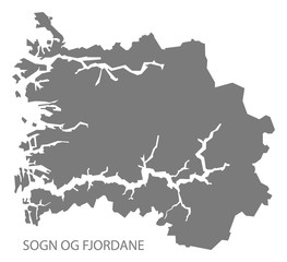 Obraz premium Sogn og Fjordane Norway Map grey