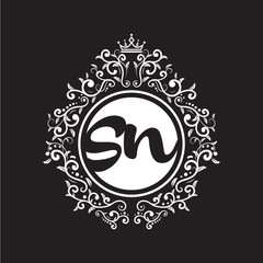 vintage circle initial logo