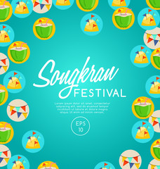 Songkran Festival : Thai Water Festival Elements : Vector Illustration 