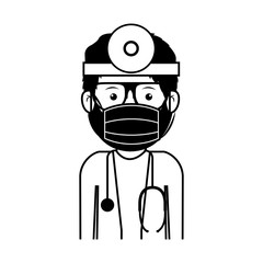 silhouette avatar man medical doctor smiling with stethoscope. professional medical occupation over white background. vector illustration