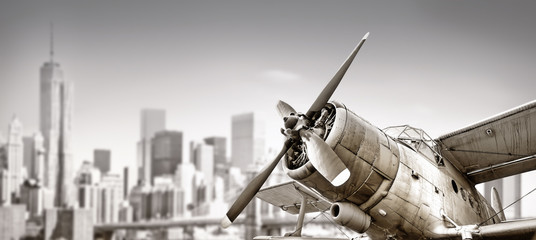 biplane against a skyline