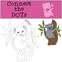 Fototapeta premium Educational game: Connect the dots. Little cute baby koala.