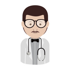 cartoon avatar man medical doctor smiling and wearing glasses. professional medical occupation over white background. vector illustration
