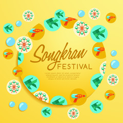 Songkran Festival : Thai Water Festival Elements : Vector Illustration 