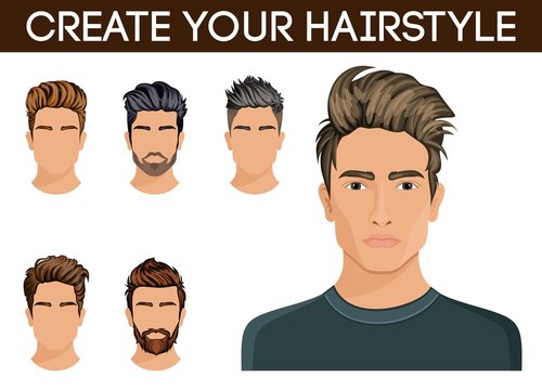 Men hair style symbol beard, mustache beard hipster men. Vector  illustration Stock Vector | Adobe Stock