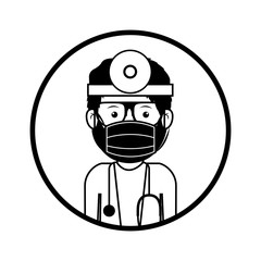 silhouette avatar man medical doctor with surgery clothes and stethoscope. professional medical occupation over white background. vector illustration