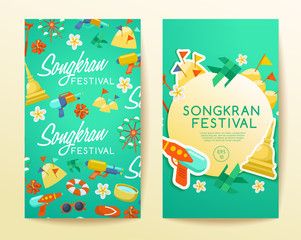 Naklejka premium Songkran Festival : Thai Water Festival Elements : Vector Illustration 