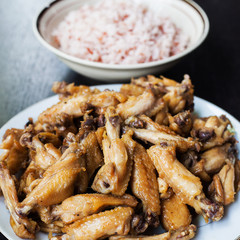 Hot Meat Dishes - Fried Chicken Wings with Garlic Cheese Sauce