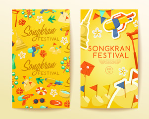 Songkran Festival : Thai Water Festival Elements : Vector Illustration 