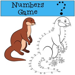 Obraz premium Educational game: Numbers game with contour. Little cute otter s