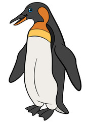 Cartoon birds. Little cute penguin smiles.