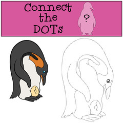 Fototapeta premium Educational game: Connect the dots. Father penguin with egg.