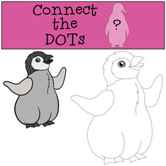 Fototapeta premium Educational game: Connect the dots. Little cute baby penguin smi