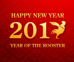 Fototapeta na wymiar Happy New Year 2017 greetings with Rooster symbol