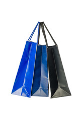 Blue and black paper shopping bag