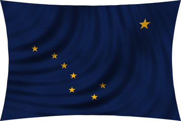 Flag of the US state of Alaska waving isolated on white