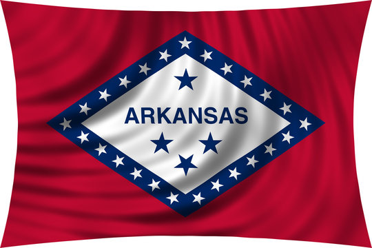 Flag of the US state of Arkansas waving isolated on white