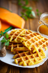 pumpkin waffles with honey