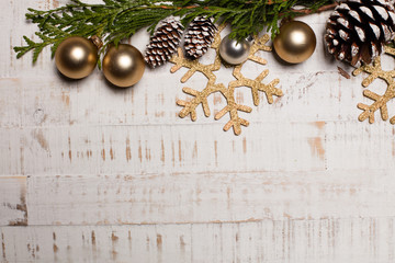 Fototapeta na wymiar Wood background with christmas decoration