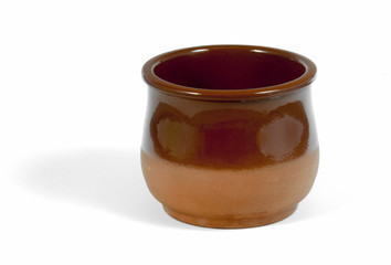 Isolated Clay Pot on White Background.