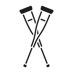 Crutches icon in black style isolated on white background. Medicine and hospital symbol stock vector illustration. - 124618930