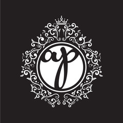 vintage circle initial logo