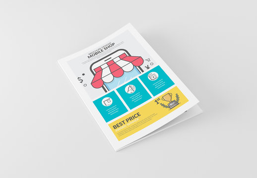Online Shop Booklet Layout with Cartoon Style Elements