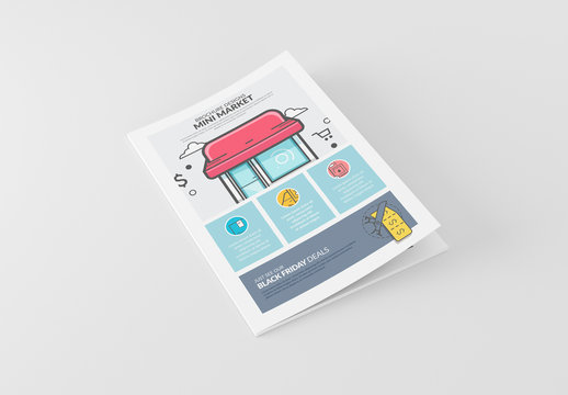 Retail Store Booklet Layout with Cartoon Style Elements