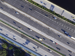 Aerial photo highways with traffic