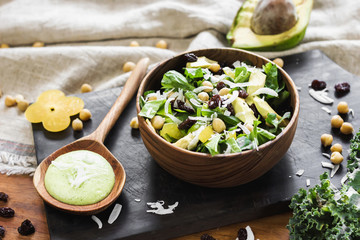 Fresh detox salad with avocado and chick peas