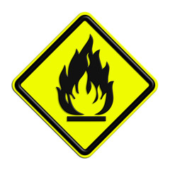 Segnale di pericolo o attenzione giallo e nero fuoco