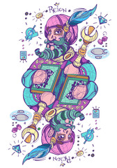 King of clubs. Playing card suit in style pastel goth.