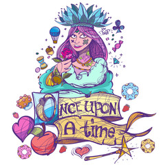 Queen of clubs in pastel Goth style.