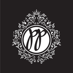 vintage circle initial logo