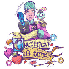 Jack of spades in pastel Goth style.