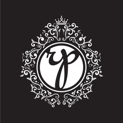 vintage circle initial logo