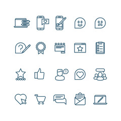 Testimonials, client relationship, feedback, inquiry thin line vector icons