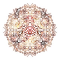 Mandala henna mehendi with the eye of providence