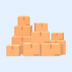 Pile of cardboard boxes vector illustration