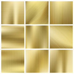 Gold texture vector set, shiny golden yellow plates