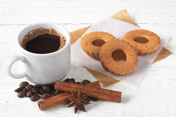 Obraz na płótnie Canvas Cup of coffee with cookies