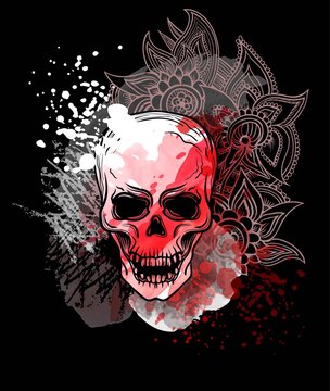 Trash Skull With Blood Splatter